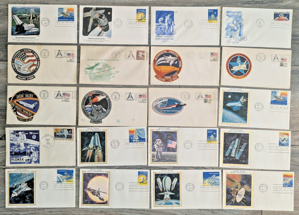 Lot 20 Vintage First Day Issue FDC Stamped Commemorative Envelopes Space NASA
